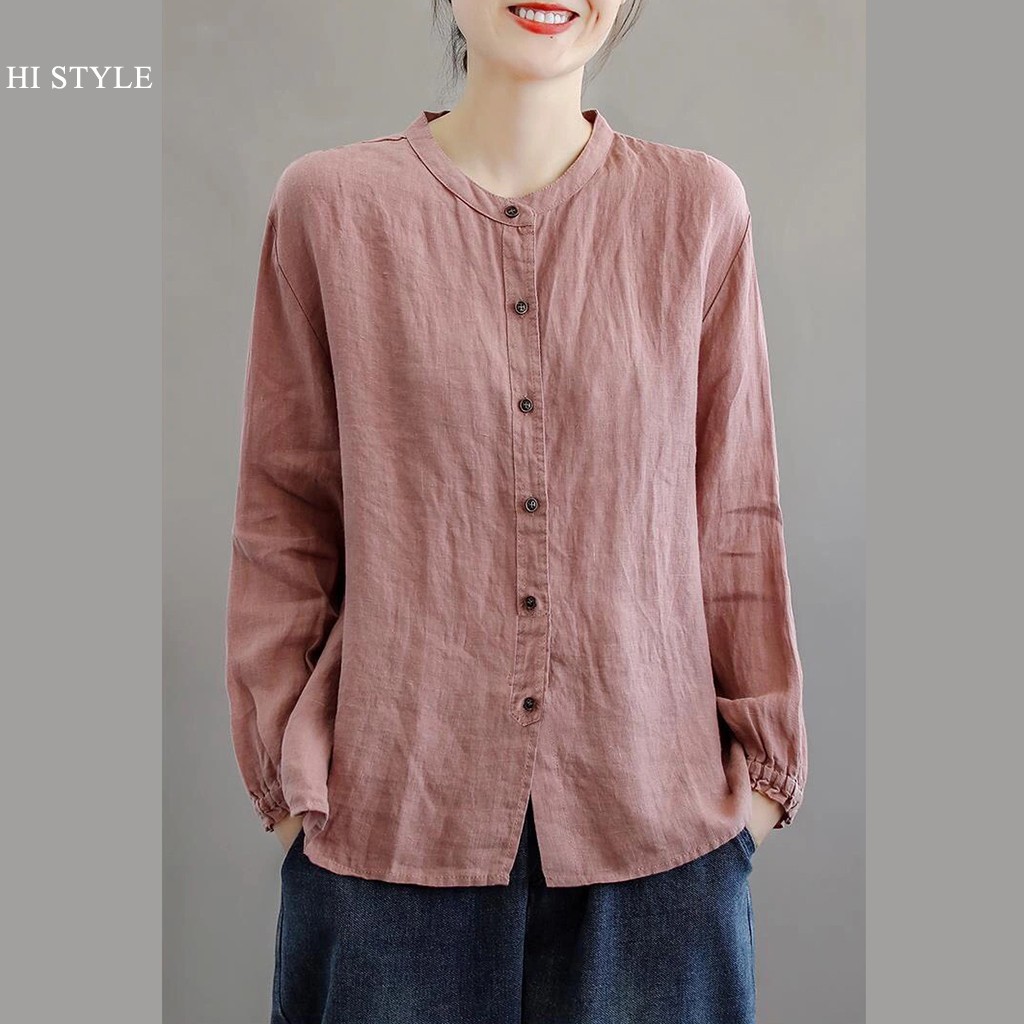 Áo Somi Nữ form rộng có size to ống tay dài kiểu dáng Vintage Rentro Áo Sơ Mi phong cách Hàn Quốc Korea - HI STYLE shop