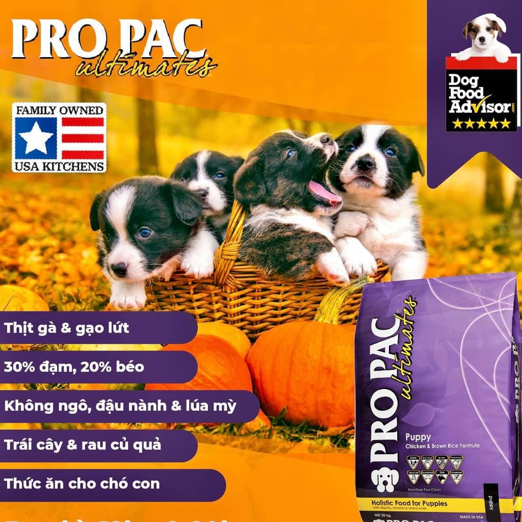 [DINH DƯỠNG CAO] 2,5KG Thức ăn hạt cho chó con PROPAC ULTIMATES PUPPY CHICKEN &amp; BROWN RICE 50g vị Thịt Gà và Gạo Lứt