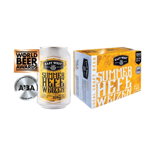 Thùng 12 lon bia East West Summer Hefeweizen (12 x 330ml)