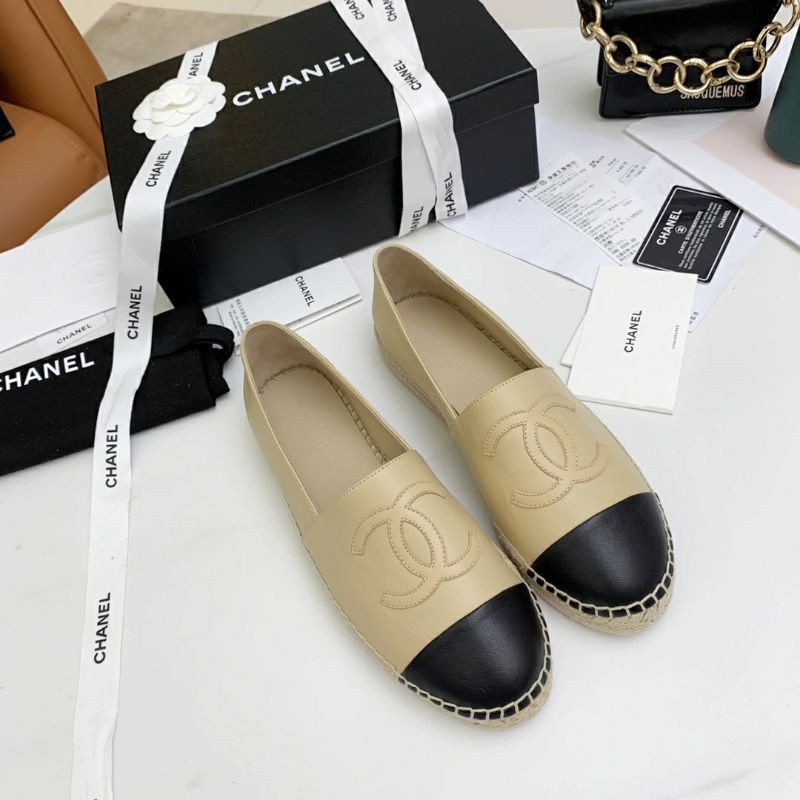 Giày lười CHANEL da pu cao cấp đế viền cói 𝘾𝙝𝙖𝙣𝙚𝙡