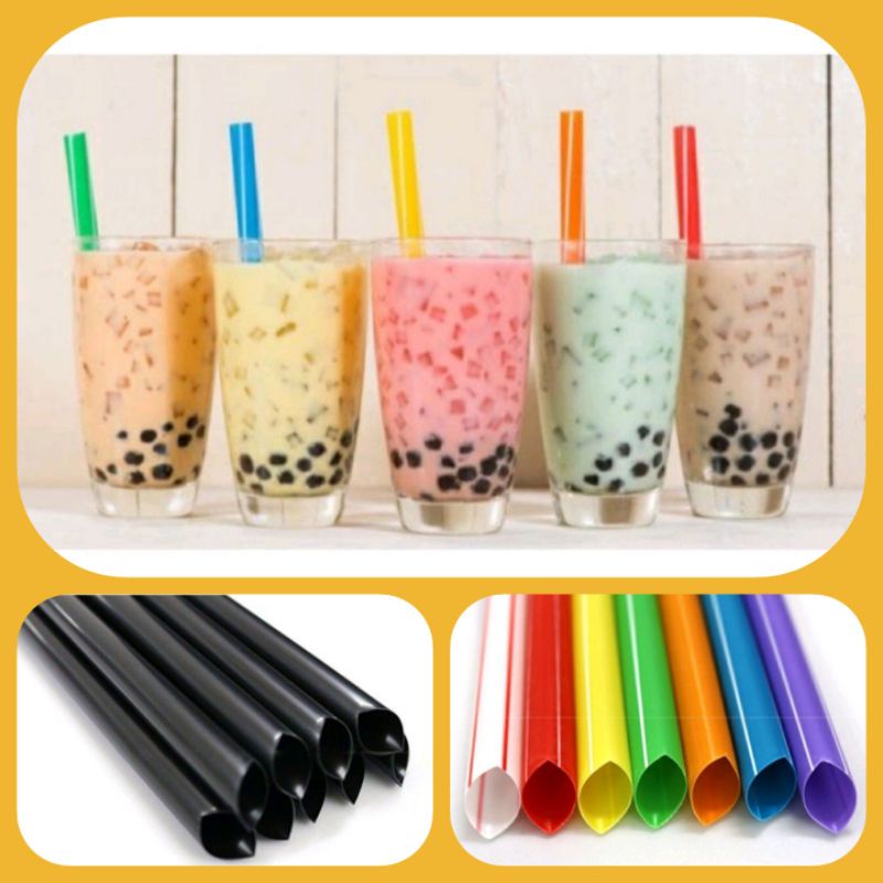 #Giá hủy diệt#(bịch set 300 ống) Ống hút trà sữa trân châu, sinh tố phi 12, phi 8 màu đen và nhiều màu sắc- ống mới sạch
