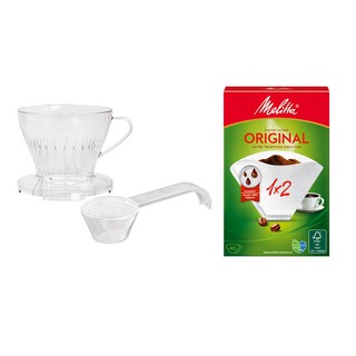 Phin lọc cà phê Melitta 1x2 Premium Clear + Giấy lọc Melitta 1x2