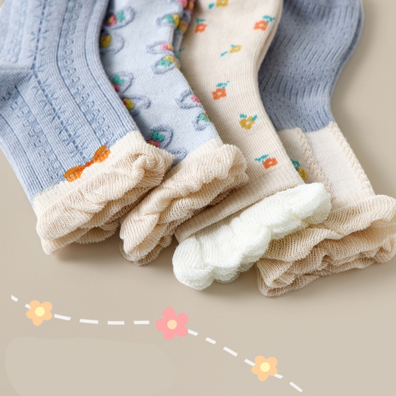 Set 5 Đôi Vớ Cotton Mềm Thoáng Khí Dễ Thương Cho Bé Gái Từ 1-12 Tuổi