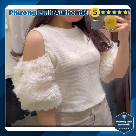 Áo len mỏng dáng ngắn trần vai tay bồng Zara Auth New Tag có sẵn 1014/362 1014362