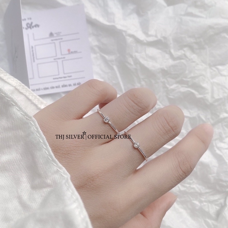 Nhẫn nữ bạc THJ - Nhẫn nữ ổ đá tròn nhỏ xinh nhẹ nhàng chuẩn bạc ta
