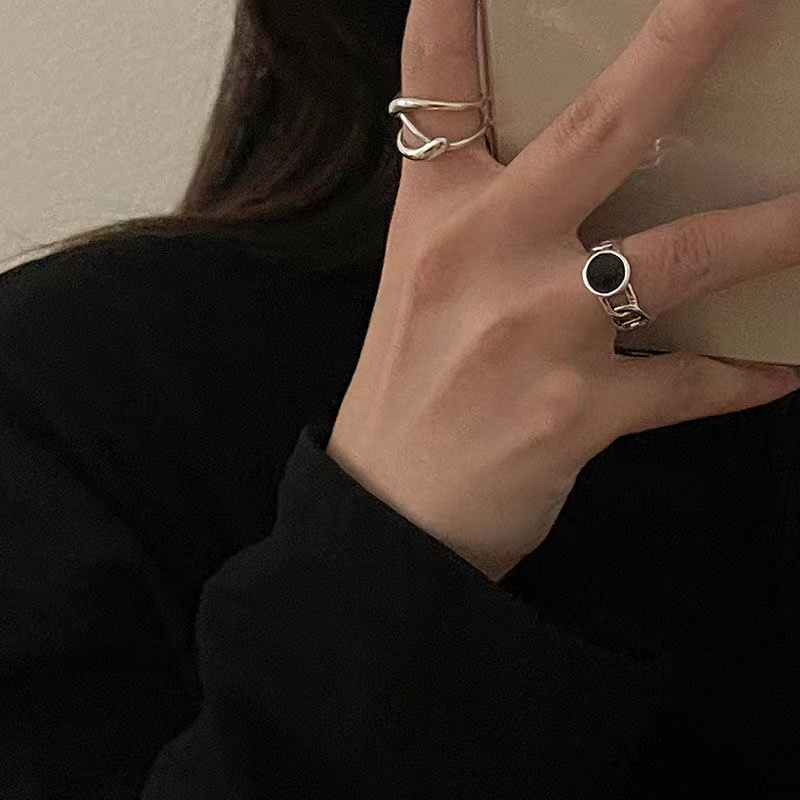 iF YOU Set 3 nhẫn   mạ bạc phong cách cổ điển Hàn Quốc cho nữ