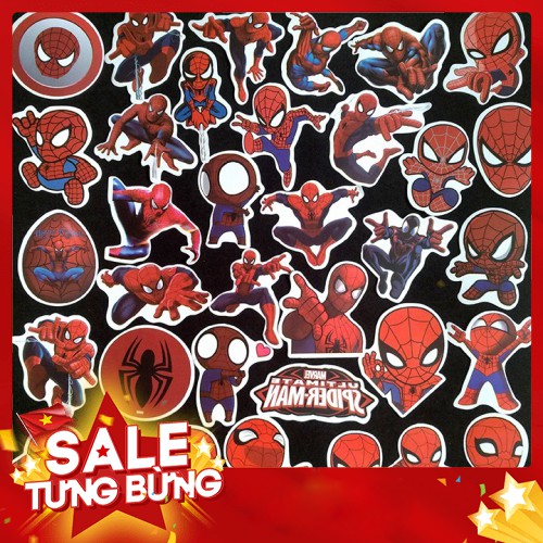 Bộ Sticker dán cao cấp chủ đề SPIDER MAN - NGƯỜI NHỆN - Dùng dán Xe, dán mũ bảo hiểm, dán Laptop... - Hàng nhập khẩu