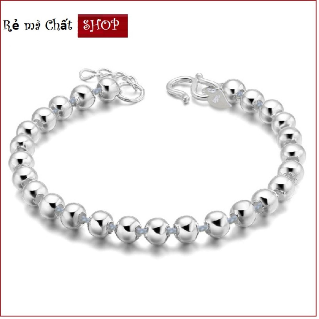 Lắc Tay Nữ Bạc S925 Trân Châu Bạch Kim Trơn (Trắng) CHUOIHATQUANAM01