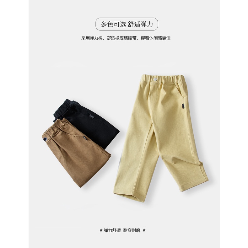 Quần Dài Cotton Mềm Mại Màu Trơn Phối Túi Thời Trang Hàn Quốc Cho Bé Trai 90-160cm