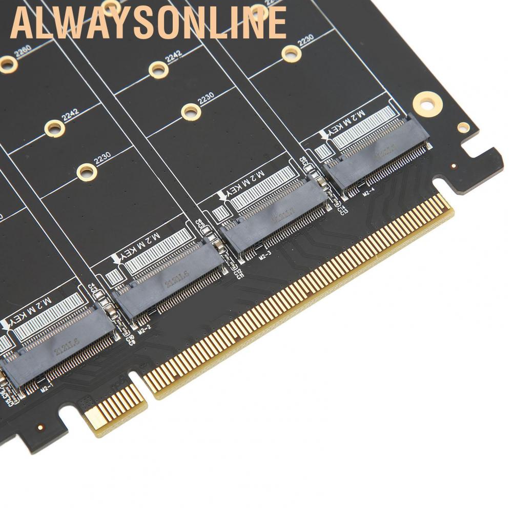 Alwaysonline M.2 PCIE Adapter NVMe to PCIe 4.0 X16 Protocol 4 Bay SSD Transfer Expansion Card RAID Split
