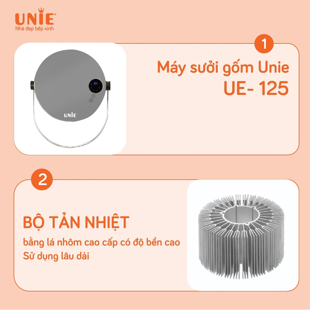 Máy sưởi gốm, sưởi nhà tắm UNIE UE-125 nhỏ gọn, tiết kiệm điện năng, an toàn cho mọi nhà