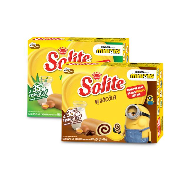 Combo 2 hộp Solite bánh dinh dưỡng bông lan cuộn, giảm đường