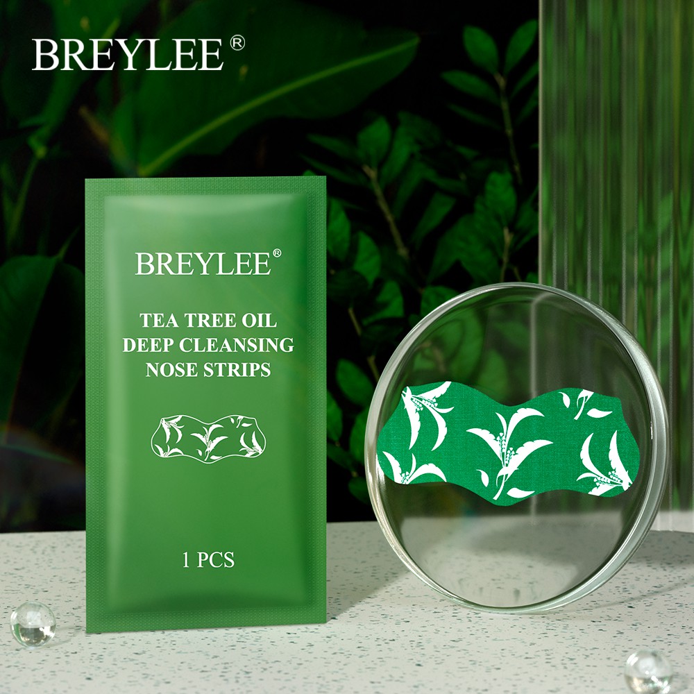 BREYLEE 5 miếng Dầu cây trà làm sạch sâu các miếng dán mũi lột mụn đầu đen làm sạch sâu tiện dụng