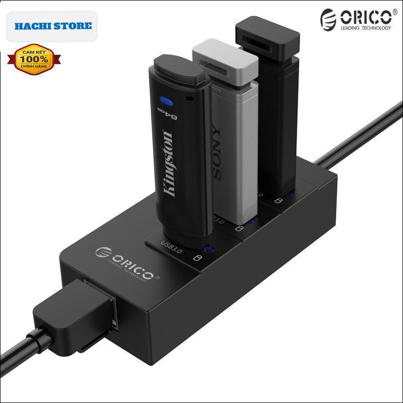 Bộ chia USB 3.0 3 Cổng tích hợp cổng LAN GIGA Orico HR01-U3 - Hàng Chính Hãng