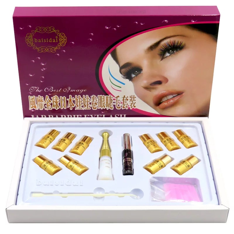 Bộ Thuốc Uốn Mi Phủ Đen Collagen 6D BAISIDAI , Thuốc Uôn Mi GOLD