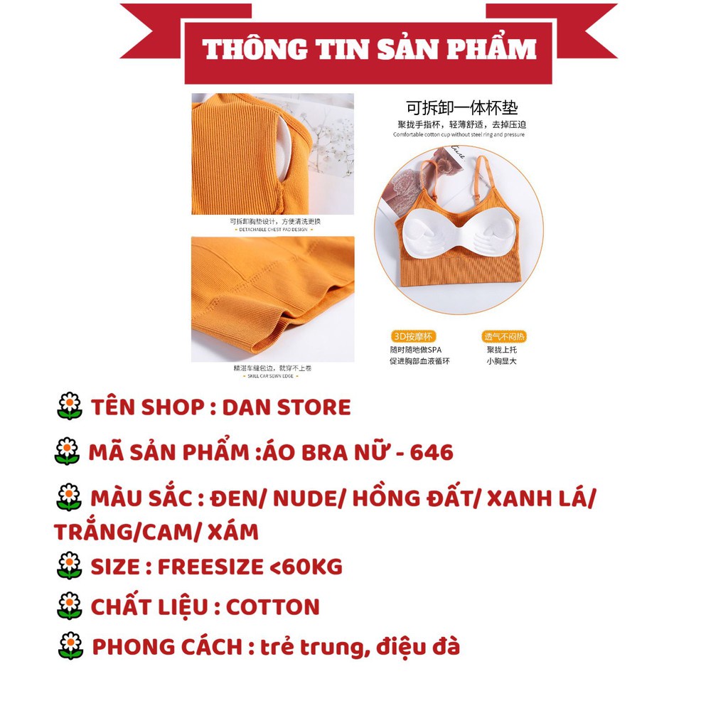Áo Ngực Nữ - Áo Bra Nữ gân tăm không gọng nâng ngực gợi cảm cao cấp DAN STORE MÃ 646
