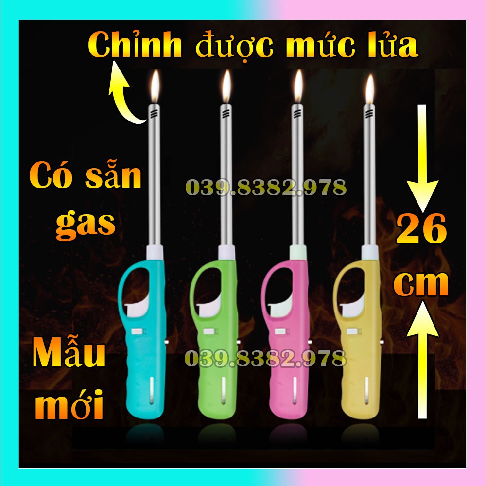 Súng mồi lửa bếp ga kiêm dụng cụ mồi bếp than bếp cồn đã có sẵn đầy gas có nút chỉnh mức lửa lớn nhỏ an toàn dễ sử dụng