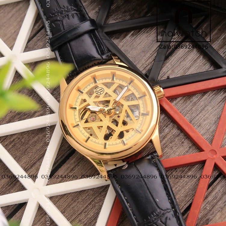 Đồng hồ nam Forsining cơ lộ máy full vàng gold đẳng cấp, thiết kế nhìn xuyên thấu bộ máy cơ cực đẹp
