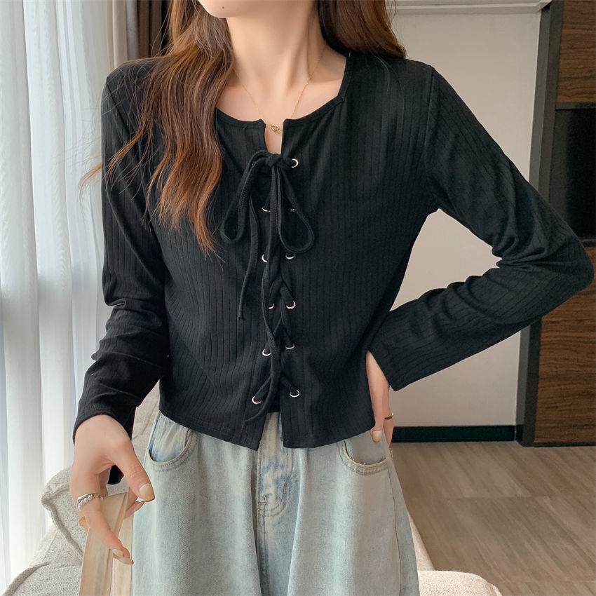 Áo Thun Cổ Vuông Thiết Kế Mới Thời Trang Mùa Thu Dành Cho Nữ