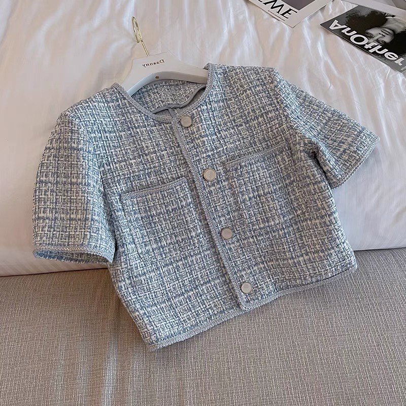 Áo Dạ Tweet Kẻ Viền Cổ Tròn Dáng Tiểu Thư M2054-TTQC168