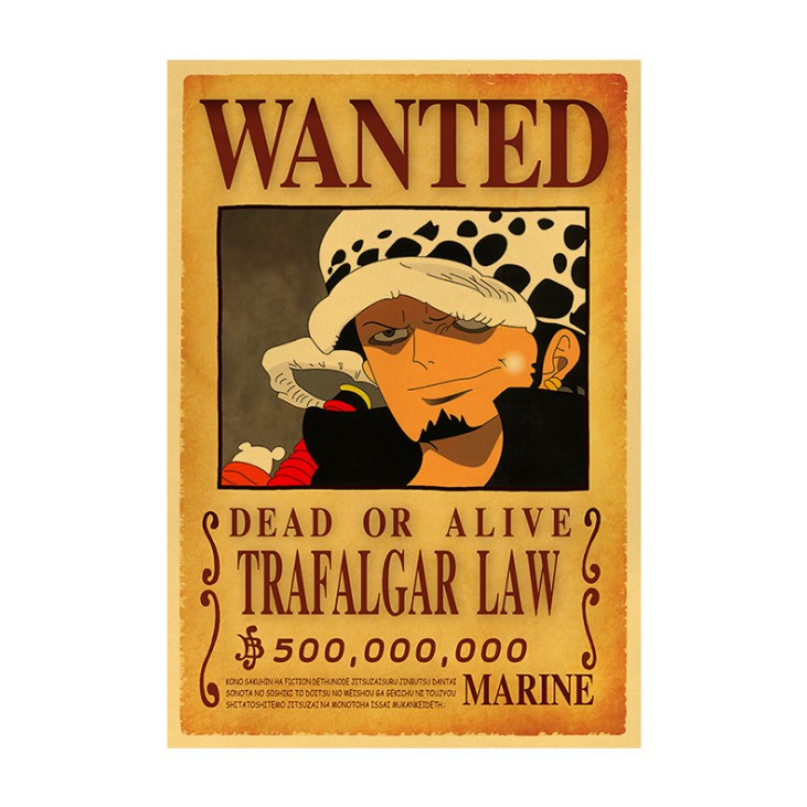 Poster One Piece Luffy Zoro Sanji Nami Robin Chopper Fanky hình nhân vật truy nã