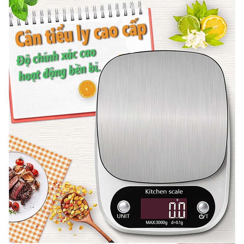 Cân nhà bếp mini, Cân tiểu li cao cấp 3kg/0.1g loại xịn thiết kế sang trọng, cân chính xác tuyệt đối. Bảo Hành Uy Tín