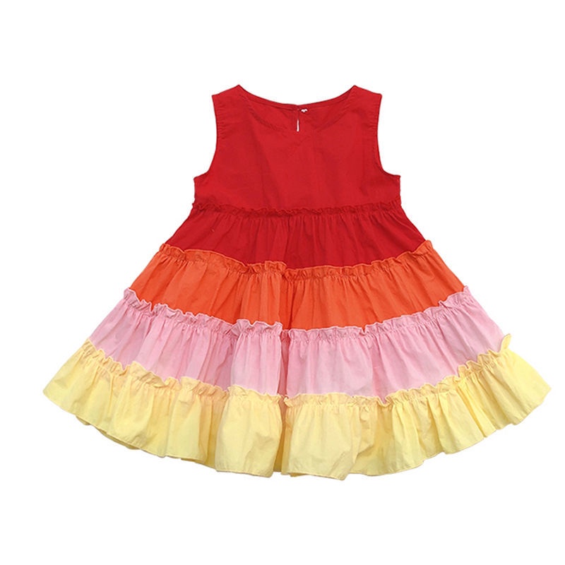 Đầm Công Chúa Không Tay Màu Cầu Vồng Thời Trang Mùa Hè Hàn Quốc Mới 2022