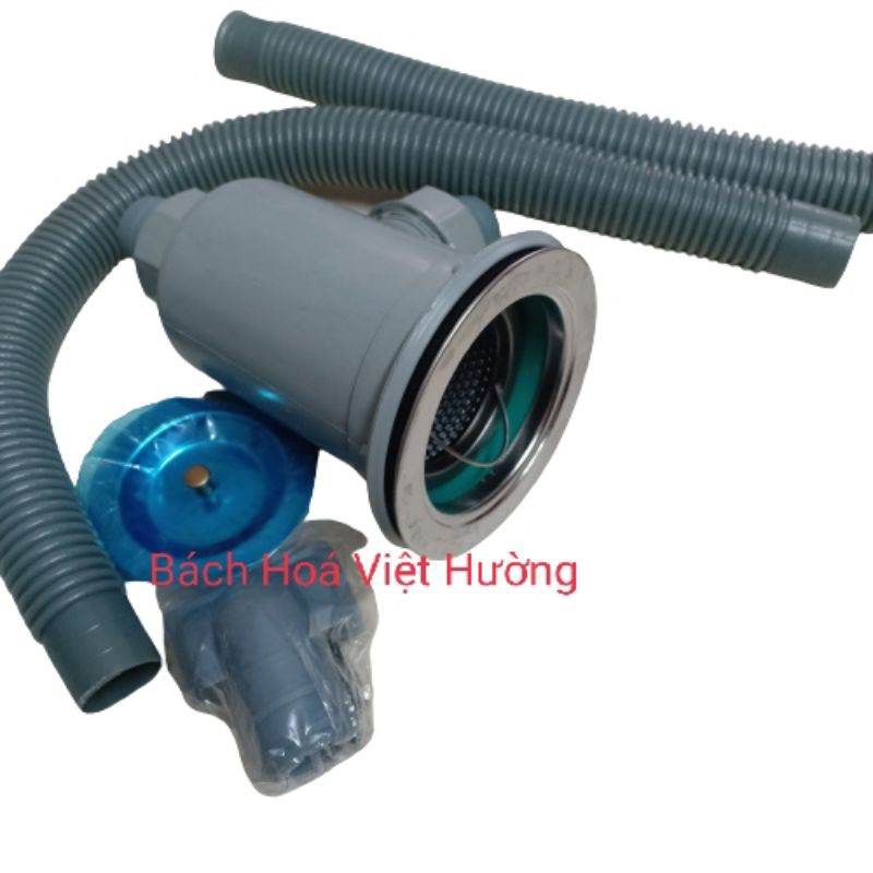 Bộ xi phông dây thoát chậu rửa chén bát 1 hộc Tân Á Đại Thành, thoát nước nhanh, khử mùi hiệu quả, cốc lọc bằng inox