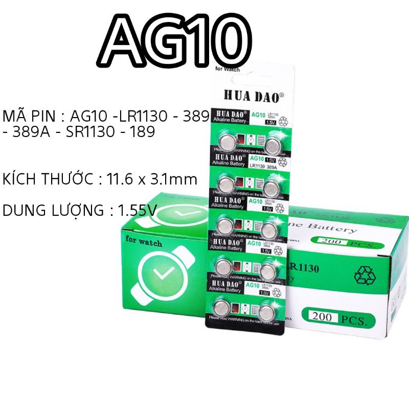 Vỉ 10 Viên | Pin đồng hồ AG4 LR626 , AG1 - AG3 - AG10 - AG13 Pin đồng hồ đeo tay phổ thông loại nhỏ cúc áo