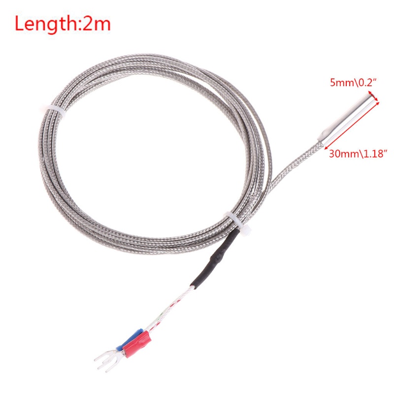 ✿ Dây Cảm Biến Nhiệt 2M 0-600 Loại K°C Đầu Dò Bằng Thép Không Gỉ 5*30mm