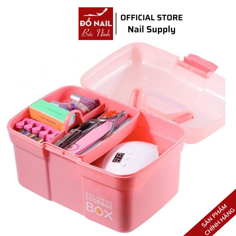 Cốp Nhựa Đựng Đồ Nail Mi Trang Điểm Màu Hồng Có Thể Đựng Nhiều Đồ Rất Tiện Lợi