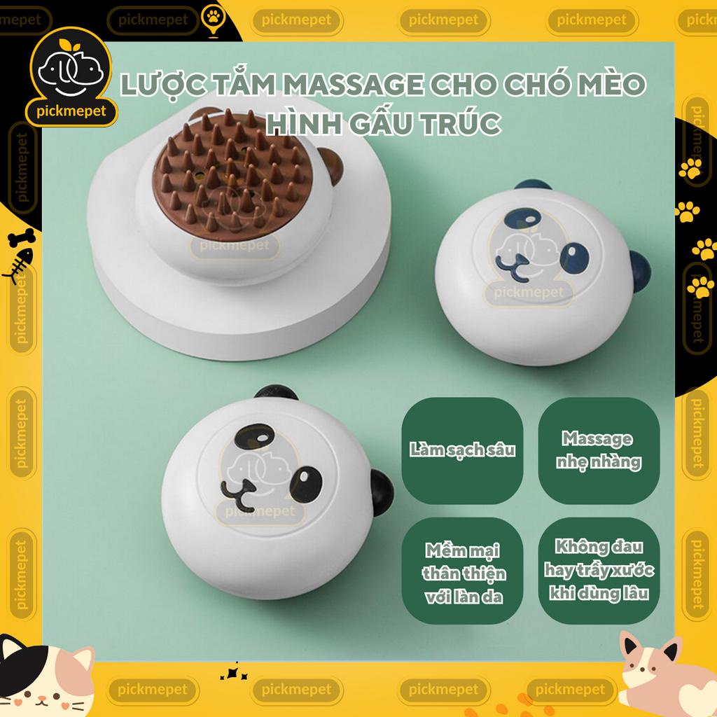 Bàn Chải Tắm bằng Silicon Massage Có Khay Đựng Sữa Tắm Tạo Nhiều Bọt cho Chó Mèo