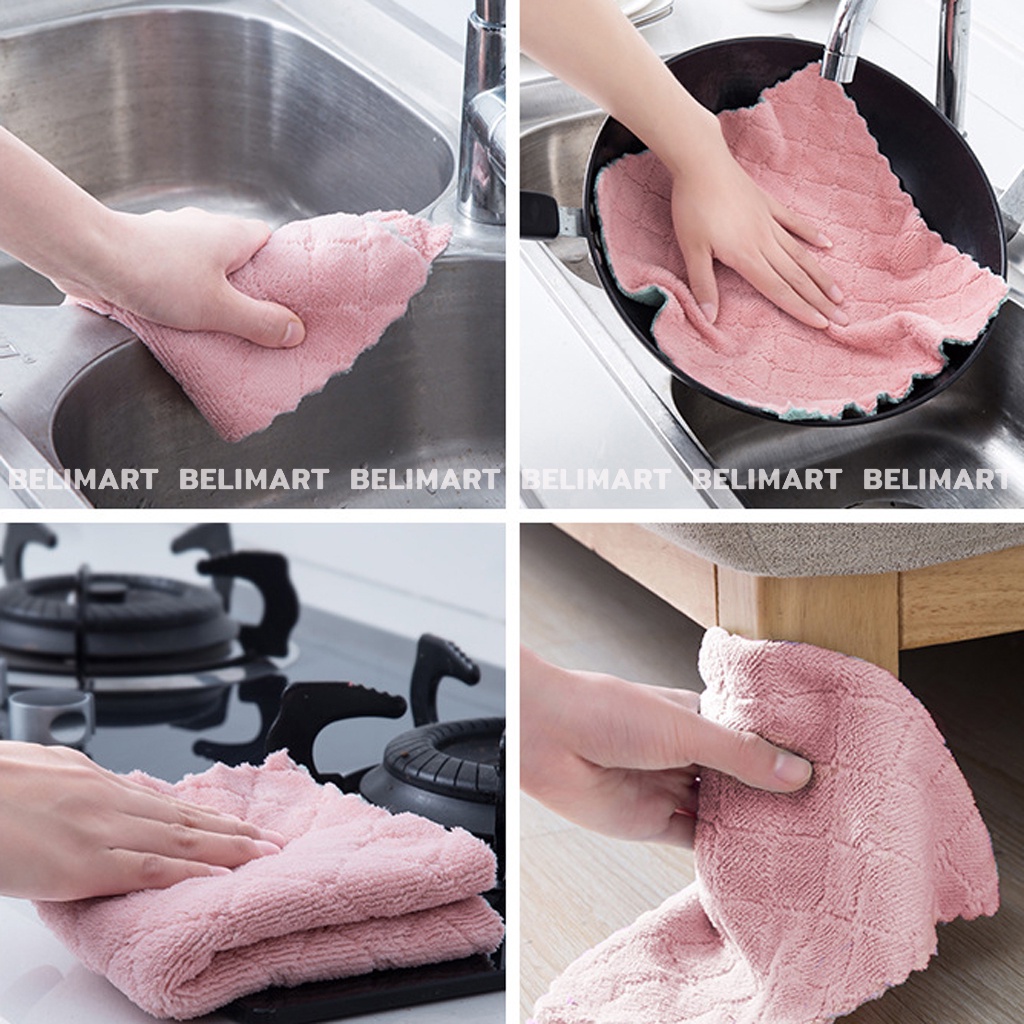 Khăn lau bếp đa năng cao cấp, khăn lau tay 2 mặt siêu thấm nước Beli BL026