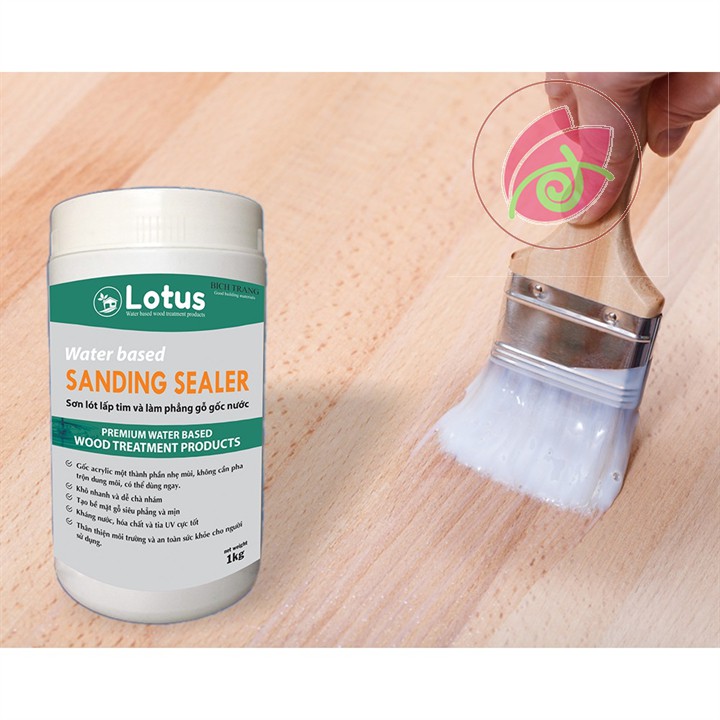 Sơn lót gỗ, lấp tim, làm phẳng mịn, không dung môi, hệ nước an toàn - Sanding Sealer (1kg)