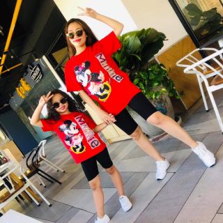 Set mẹ va bé mickey đỏ