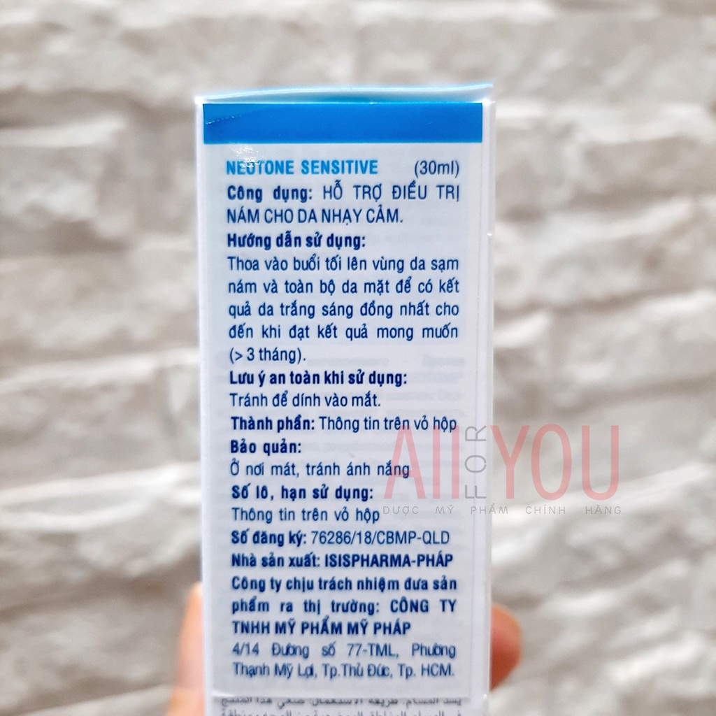 ISIS Pharma Neotone Sensitive 30mL - Kem Giảm Sạm Da, Tàn Nhang Cho Da Nhạy Cảm.