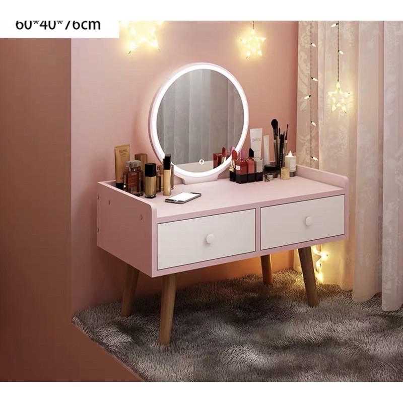 Bàn trang điểm kiểu ngồi bệt phong cách hiện đại (có đèn LED )kích thước 60*40*76cm | BigBuy360 - bigbuy360.vn
