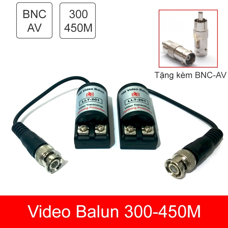 Bộ khuếch đại BNC/AV Video Balun 300-450 mét qua cáp mạng CAT5/6 cho Camera - DVR; DVD - TV (kèm theo đầu đổi BNC ra AV)