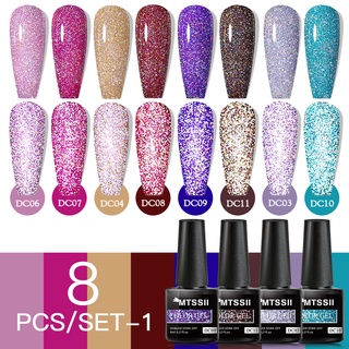 Mtssii 8pcs/set sơn móng tay dạng gel màu sắc lấp lánh thời trang 6ml