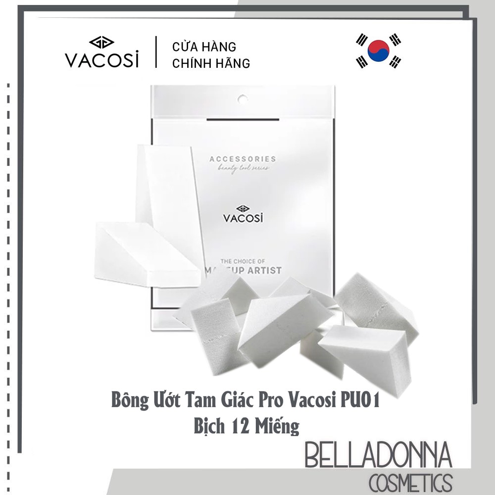 Bịch 12 Miếng Bông Phấn Ướt Tam Giác Pro Vacosi PU01