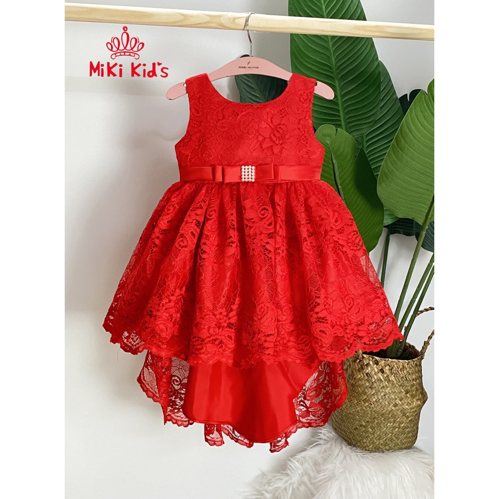 Đầm tiệc ren mullet sang trọng cho bé gái, size 15-38kg