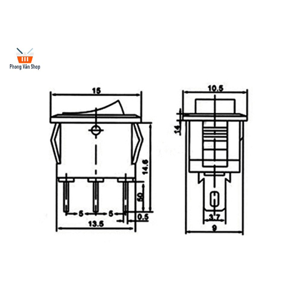 10 Công tắc bập bênh KCD -10x15mm-ON-OFF-ON- 3 chân