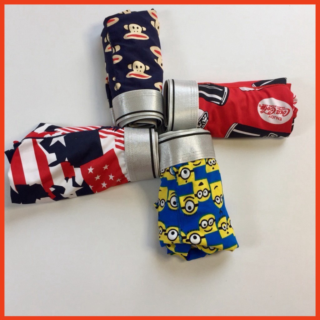 Combo 3 quần lót nam, sịp đùi thun lạnh cao cấp họa tiết nhân vật hoạt hình-Đoremon, chuột mickey đẹp co giãn cap cấp Hà