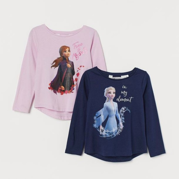 SALE -  Áo dài tay bé gái - Set 3 cặp áo dài tay Minnie và elsa HM chất cotton cho bé gái size 1-6 tuổi