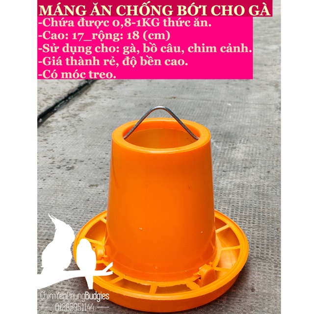 Máng ăn nhựa chống bới cho Gia Cầm - có móc treo.