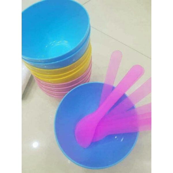 COMBO BÁT DẺO +THÌA NHỰA DÙNG ĐẮP MẶT NẠ