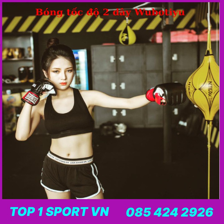 Bóng đấm tập phản xạ boxing 2 dây hàng nhập khẩu chính hãng Wubotiyu cao cấp ( bơm bóng phản xạ không quá căng )