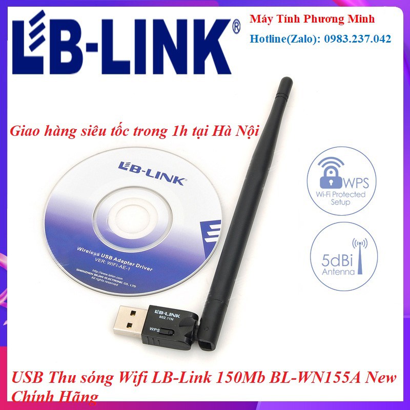 USB Thu Wifi cho PC - Laptop LB-Link BL- WN155A - Hàng Chính Hãng đổi mới trong suốt thời gian bảo hành 24 tháng