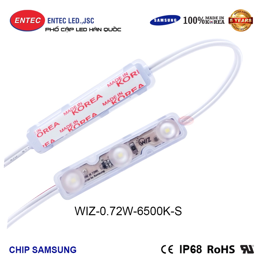 Đèn led dây 3 bóng Hàn Quốc điện 12V IP68 màu 6500k siêu sáng