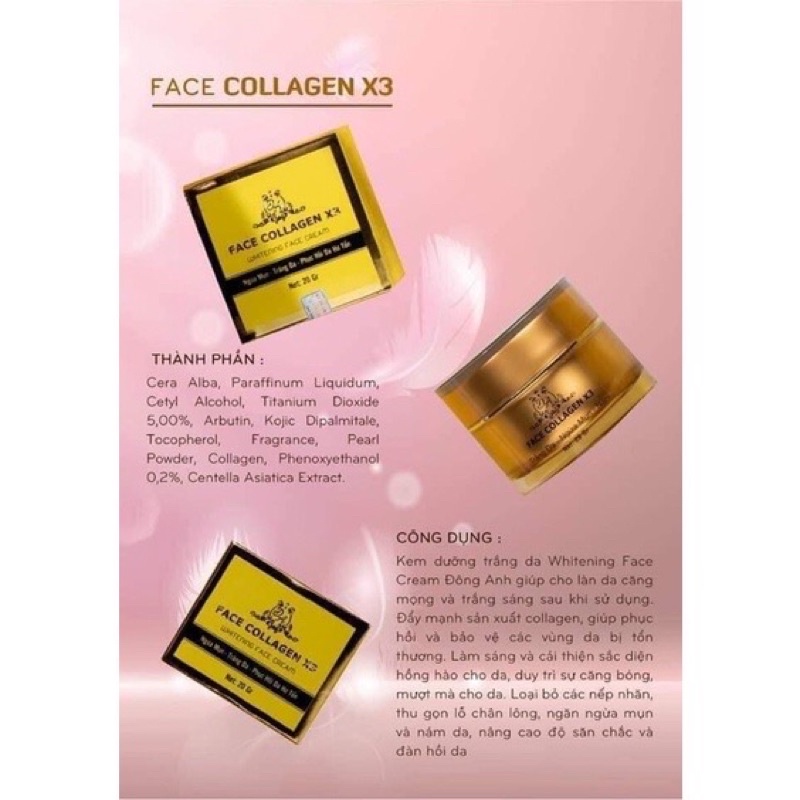 Kem Dưỡng Da Kem Face Collagen X3  Xoá Mờ Các Nếp Nhăn Chính Hãng Cty Mỹ Phẩm Đông Anh